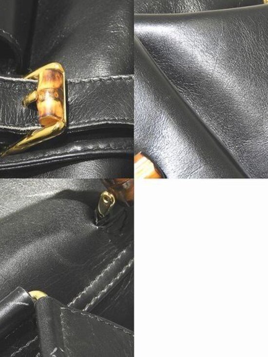 Gucci Backpack Bamboo Black Leather Pocket Vintage main image 5